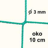 Csomómentes 3 mm -es háló, szem 10 cm, zöld