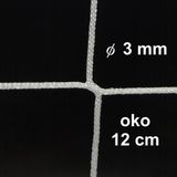 Csomómentes 3 mm -es háló, szem 12 cm, fehér
