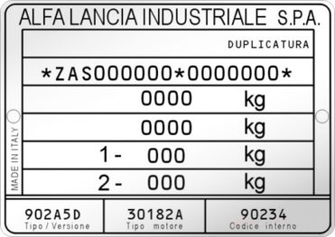 ALFA ROMEO - ALFA LANCIA INDUSTRIALE. gyártási lemez