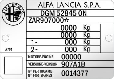 ALFA ROMEO - ALFA LANCIA. gyártási lemez