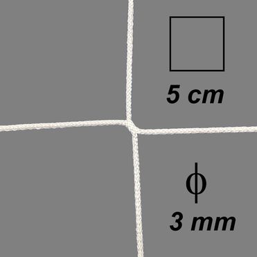 Csomómentes 3 mm -es háló, szem 5 cm, fehér