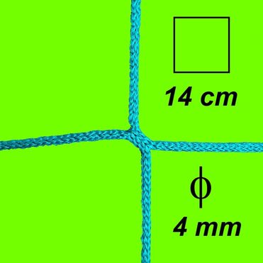 Csomómentes 4 mm -es háló, szem 14 cm, zöld