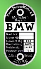 BMW München Bayern gyártási lemez
