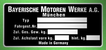 BMW München gyártási lemez