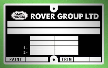 Land Rover GROUP LTD gyártási lemez