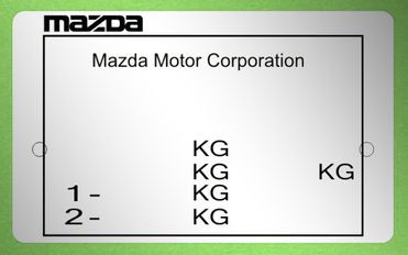MAZDA MOTOR CORPORATION gyártási lemez