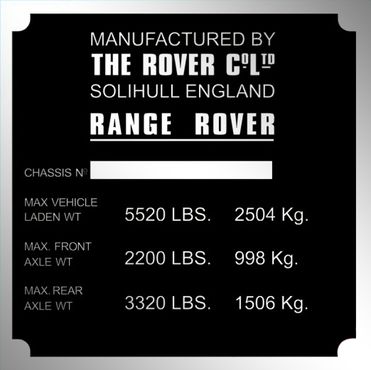 Range Rover gyártási lemez
